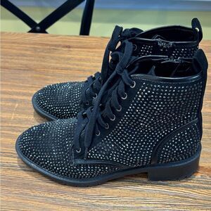 Madden Girl Kirra Black Lace Up Studded Boots